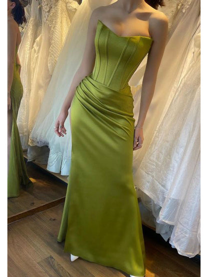 New Design Elegant Mermaid Strapless Modern Party Evening Long Prom Dresses PD007