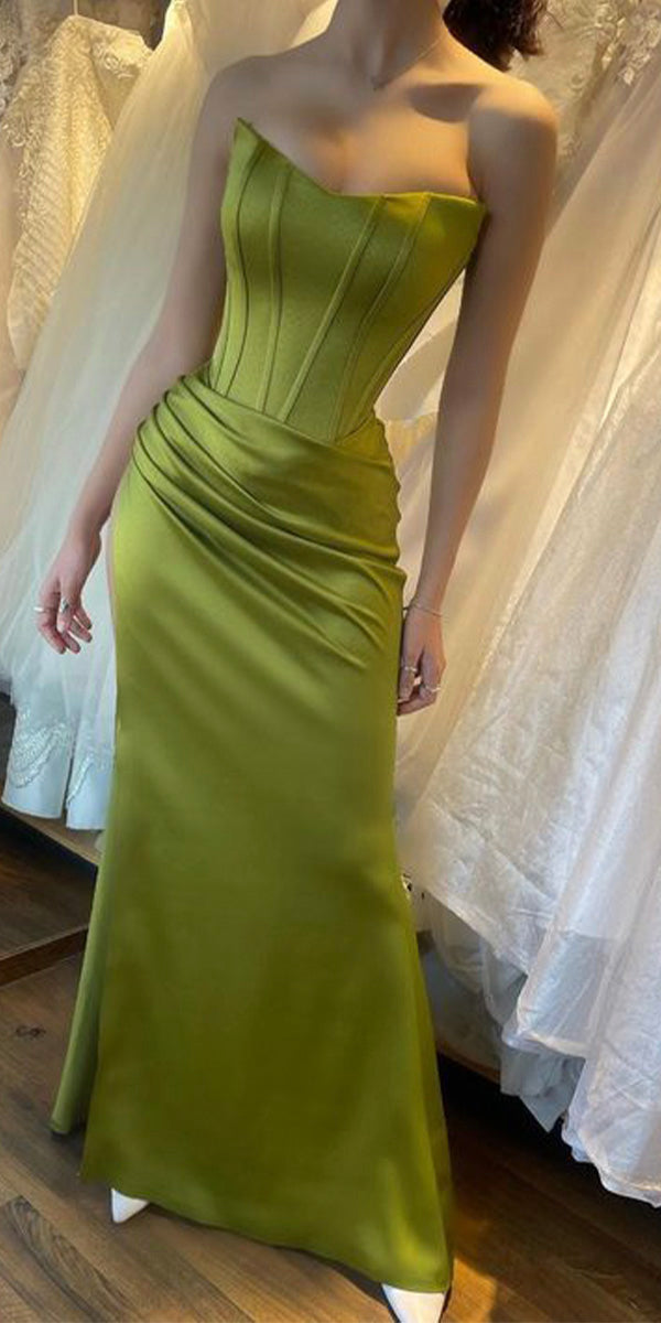 New Design Elegant Mermaid Strapless Modern Party Evening Long Prom Dresses PD007