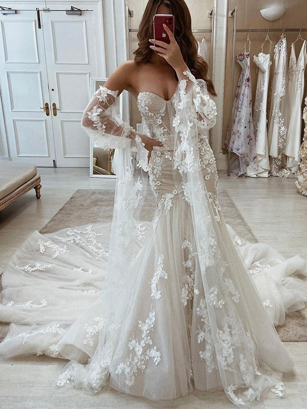 Mermaid Garden Couture Elegant Unique Dream Beach Vintage Long Wedding Dresses WD013