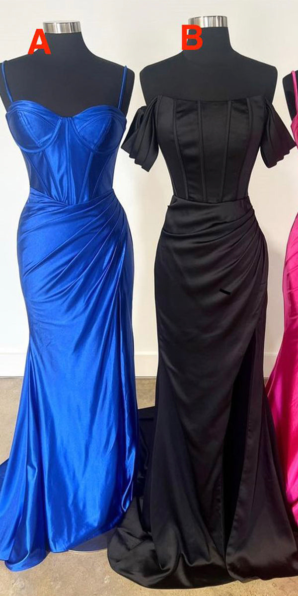 Royal Blue Mismatched Popular Straps Elegant Mermaid Modern Party Evening Long Prom Dresses PD010