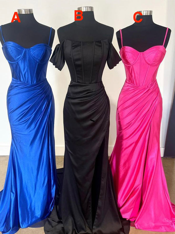 Royal Blue Mismatched Popular Straps Elegant Mermaid Modern Party Evening Long Prom Dresses PD010