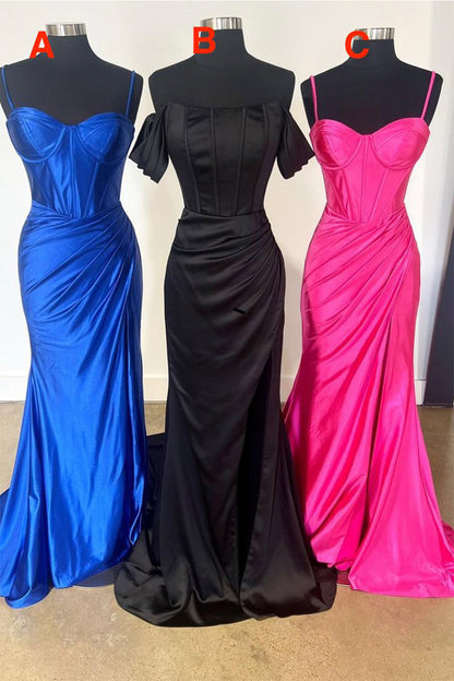 Royal Blue Mismatched Popular Straps Elegant Mermaid Modern Party Evening Long Prom Dresses PD010