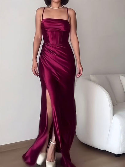 Stylish Elegant Spaghetti Straps Popular Mermaid Fashion Party Evening Long Prom Dresses PD014